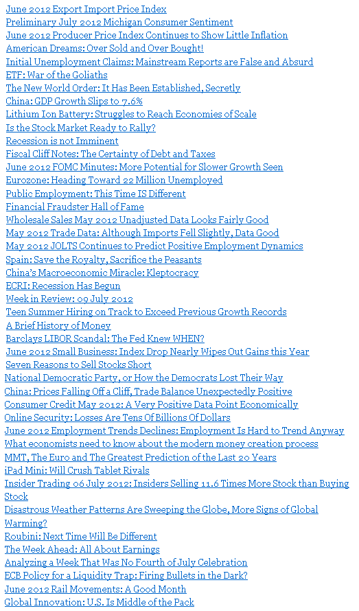 Weekly Economic Release Scorecard