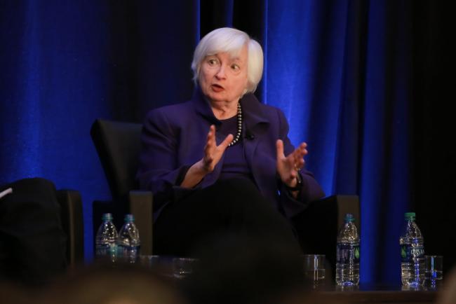 © Bloomberg. Janet Yellen, former chair of the U.S. Federal Reserve, speaks during the American Economic Association and Allied Social Science Association Annual Meeting in Atlanta, Georgia, U.S., on Friday, Jan. 4, 2019. Federal Reserve Chairman Jerome Powell said the central bank can be patient as it assesses risks to a U.S. economy and will adjust policy quickly if needed, but made clear he would not resign if President Donald Trump asked him to step aside.