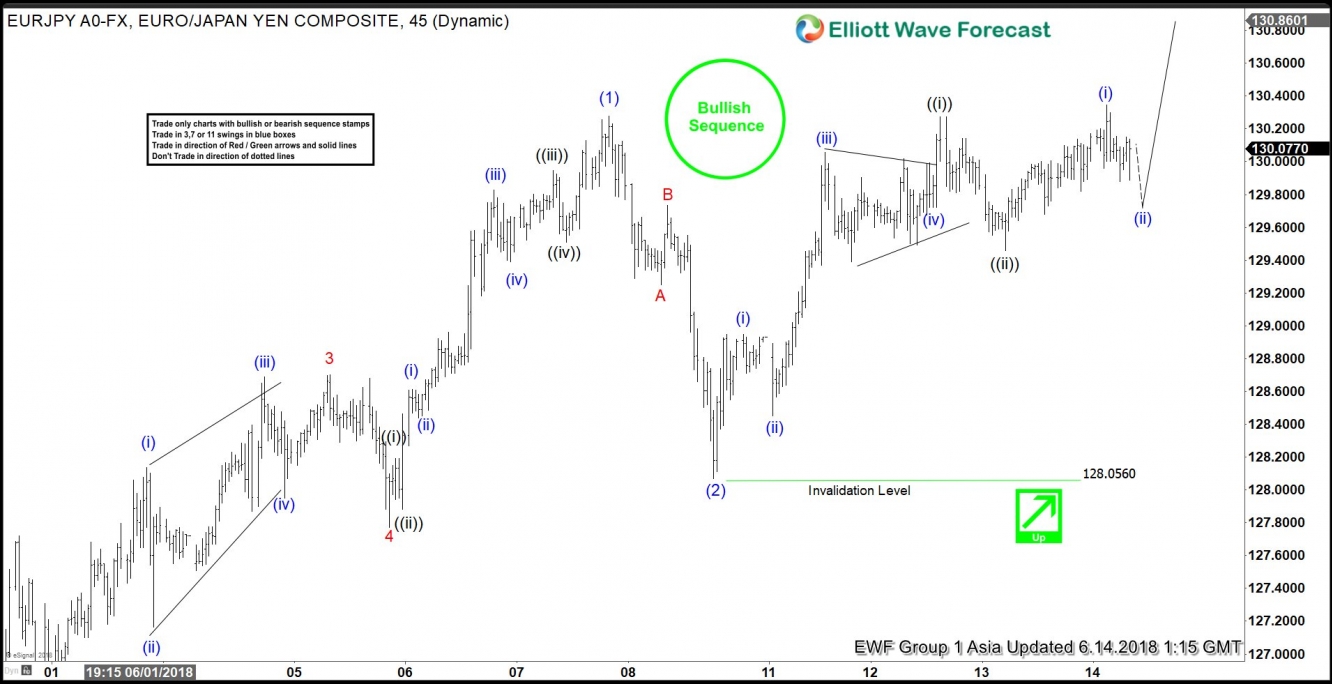 EUR/JPY 1 Hour Elliott Wave Chart