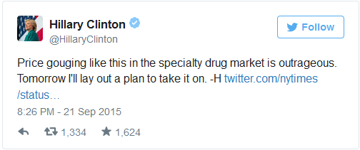 Hillary Clinton Pharma Tweet