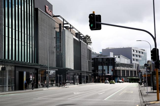 &copy Bloomberg. Empty traffic ahead of the midnight lockdown in Auckland on March 25.