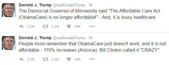 Trump's Obamacare Tweets