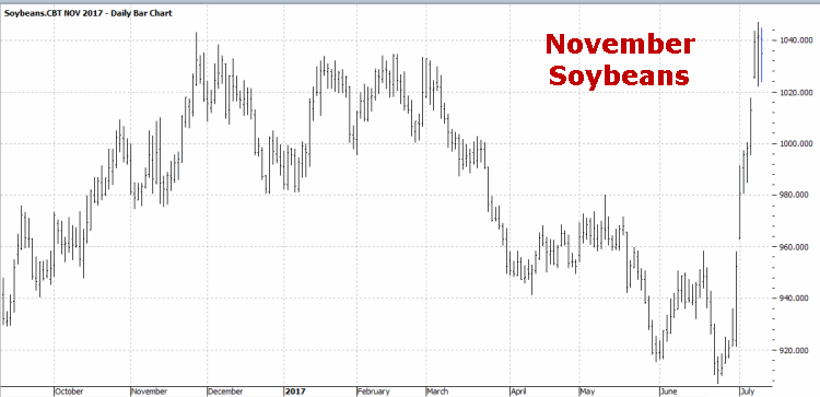 Soybeans CBT Nov 2017 Daily Chart