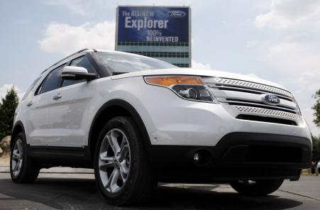 © Reuters. The 2011 Ford Explorer outside the Ford Motor World Headquarters in Dearborn, Michigan, in this file photo. Ford reported on Tuesday a 30 percent jump in sales of the latest Ford Explorer in February 2015.