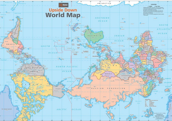 Upside Down World Map