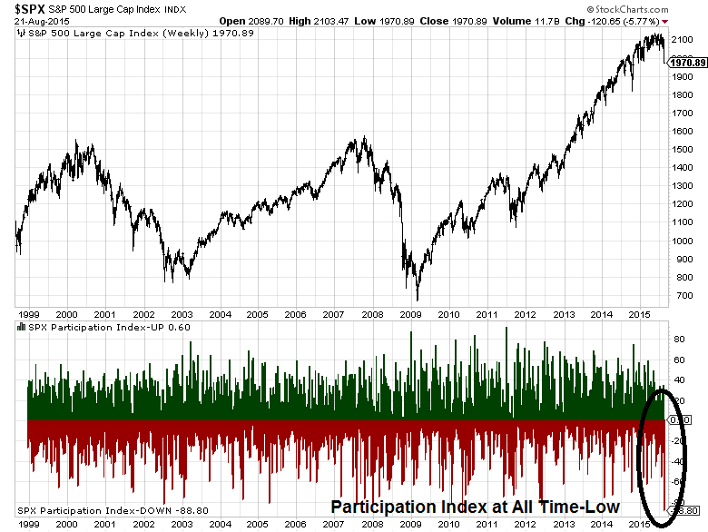 SPX Weekly 1998-2015 with Participation Index