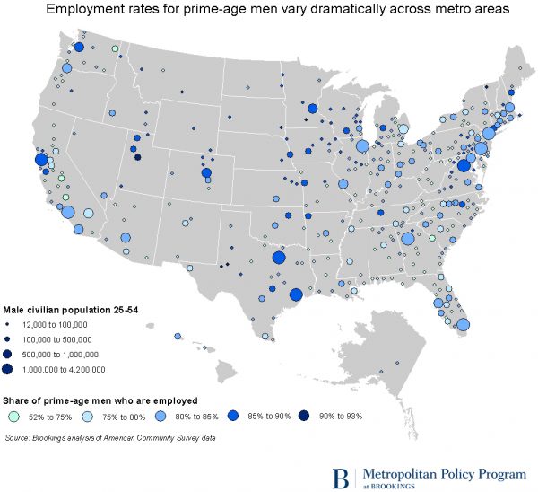 Employment Rates for Prime Age Men Across Metro Areas