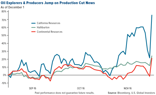Oil explorers, producers jump on production cut news