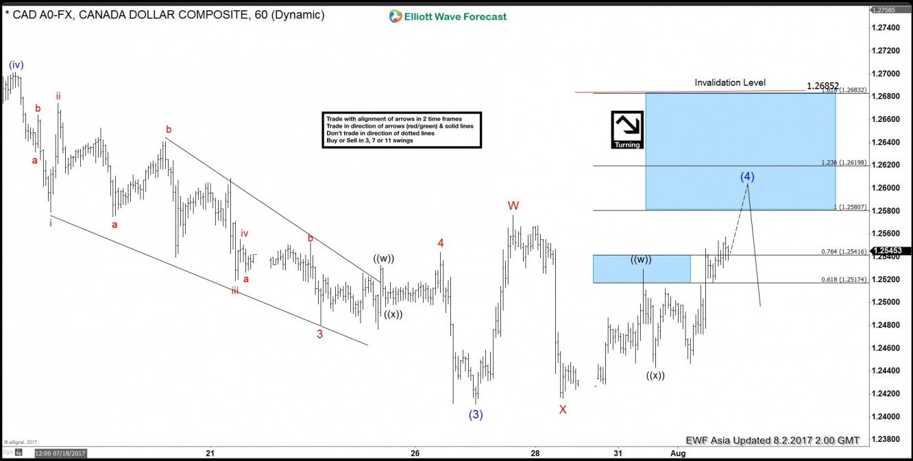 USDCAD 1 Hour Elliott Wave Chart