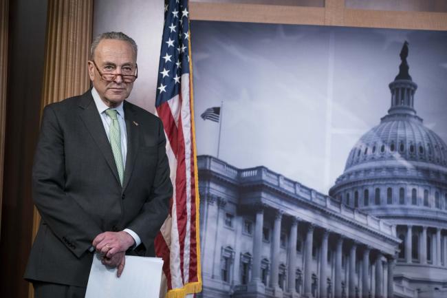 © Bloomberg. Chuck Schumer during a news conference at the U.S. Capitol. Photographer: Sarah Silbiger/Bloomberg