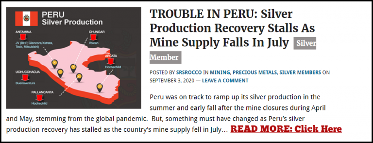 Trouble In Peru Silver Production