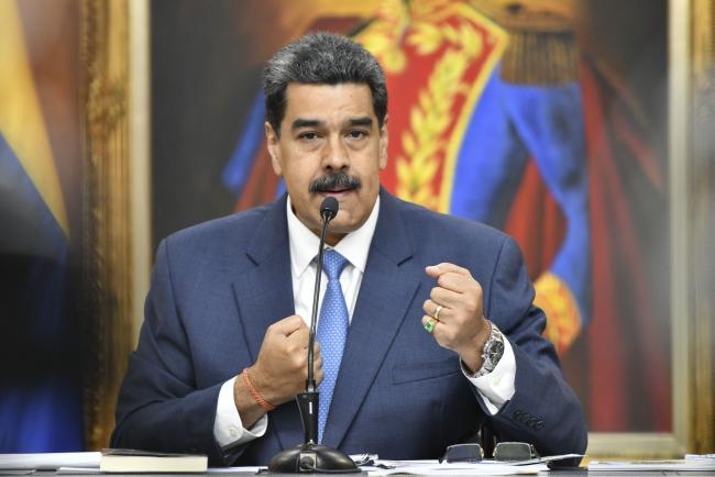 © Bloomberg. Nicolas Maduro, Venezuela's president, speaks during a press conference at Miraflores Palace in Caracas, Venezuela, on Friday, Feb. 14, 2020