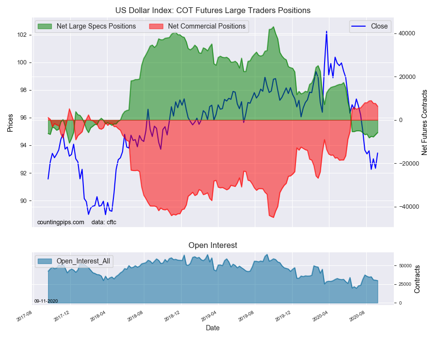 USD Index COT Futures Large Trader Positions