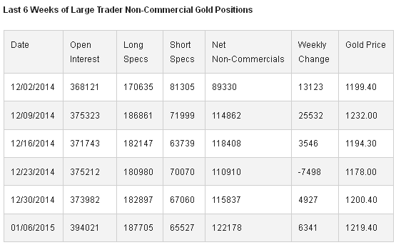 Non-Commercial Gold Positions