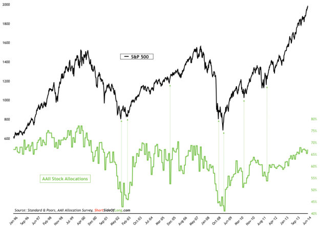 S&P 500 vs AAII Stock Allocations