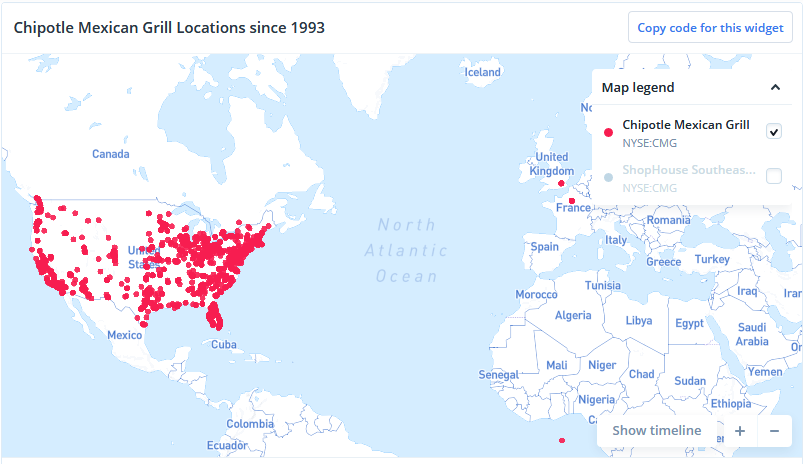 Chipotle Mexican Grill Locations Since 1993