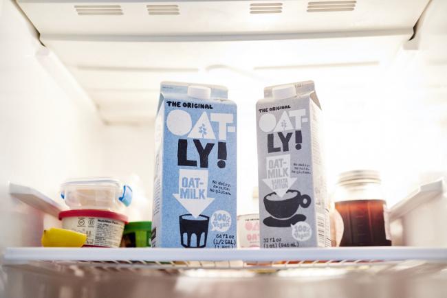 © Bloomberg. Cartons of Oatly brand oat milk are arranged for a photograph in the Brooklyn borough of New York, U.S., on Wednesday, Sept. 16, 2020. Oatly AB is considering an initial public offering that could value the Swedish maker of vegan food and drink products at as much as $5 billion, according to people with knowledge of the matter.