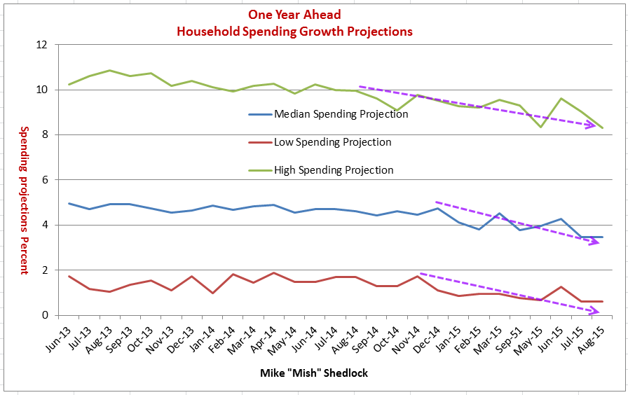 NY Fed One Year Look Ahead Spending Survey Projections