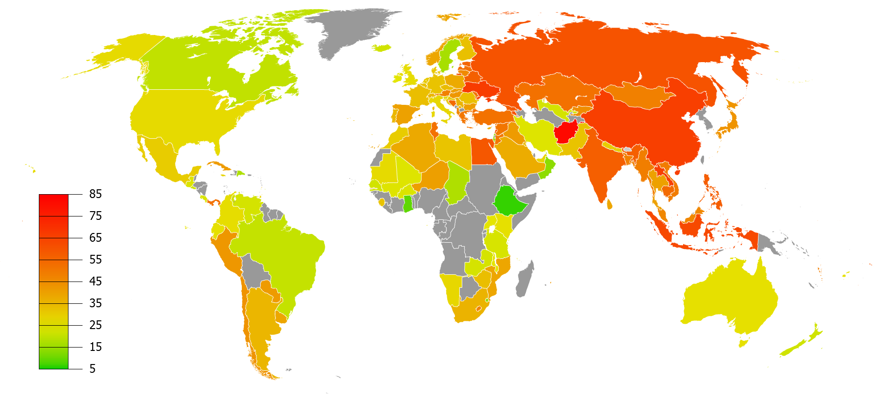 % Adult Male Smokers, by Country