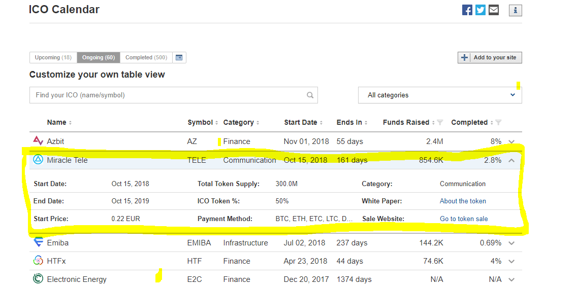 ICO Calendar