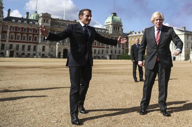 © Bloomberg. Emmanuel Macron and Boris Johnson in London on June 18.