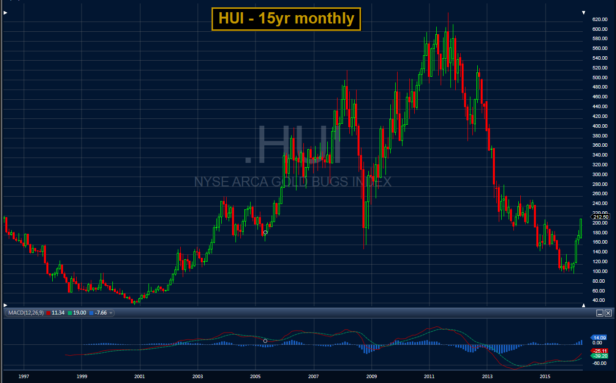 HUI 15 Year Monthly Chart