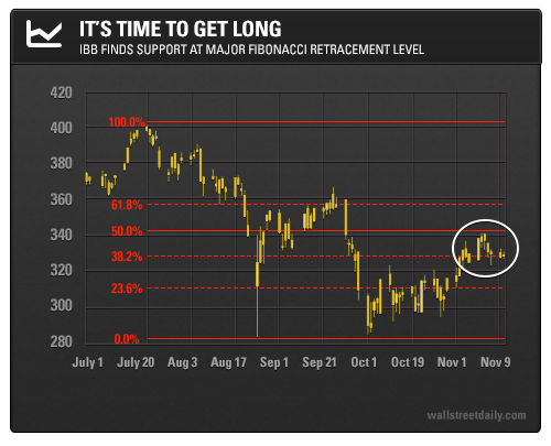 IBB Finds Support at Major Fibonacci Retracement Level