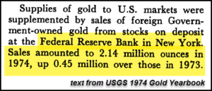 USGS 1974 FED Official Gold Sales