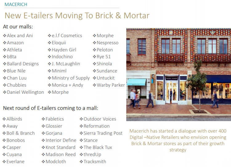 Macerich: New E-Tailers Moving To Brick & Mortar