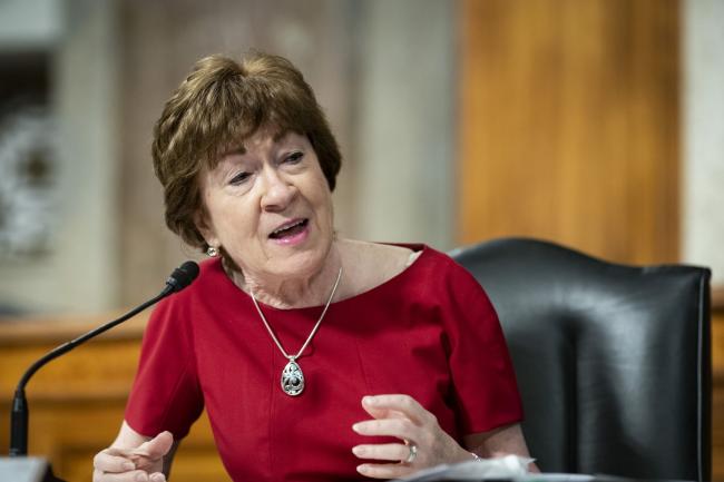 © Bloomberg. Senator Susan Collins, a Republican from Maine, speaks during a Senate Health, Education, Labor and Pensions Committee hearing in Washington, D.C., U.S., on Tuesday, June 30, 2020. The U.S. government's top infectious disease specialist said he's 