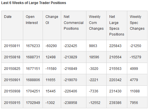 Past 6 Weeks of Large Trader Positions