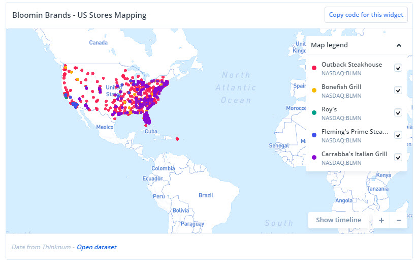 Bloomin Brands Stores Mapping