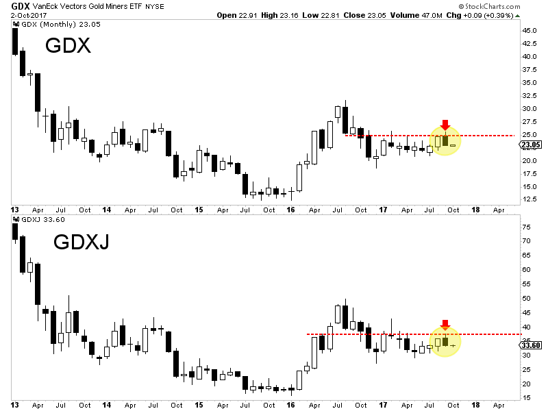 GDX And GDXJ Monthly Charts