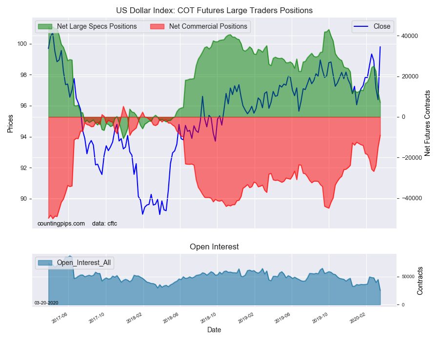 USD Index - COT Futures Large Trader Positions
