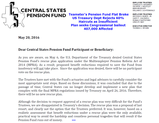 Central States Pension Fund Letter