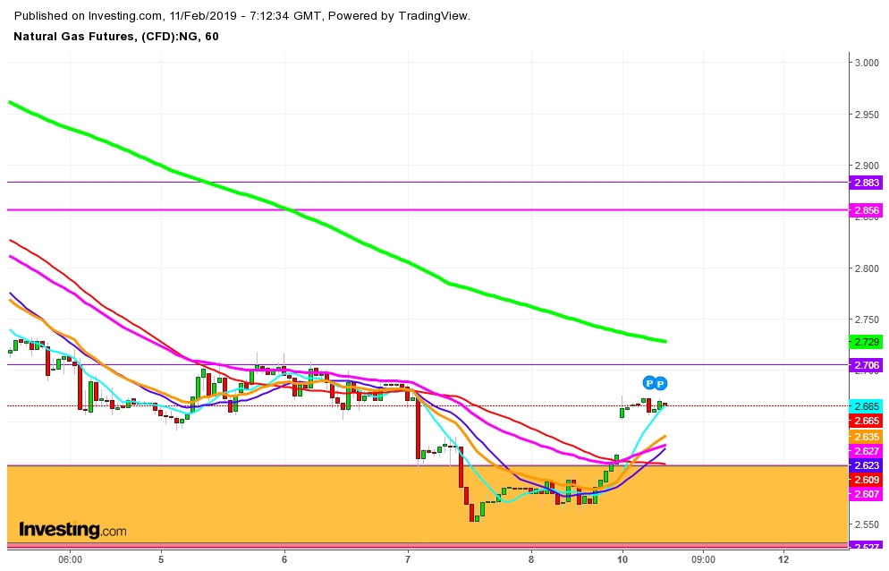 Natural Gas Futures 1 Hr. Chart - Bears' Trapping Zone