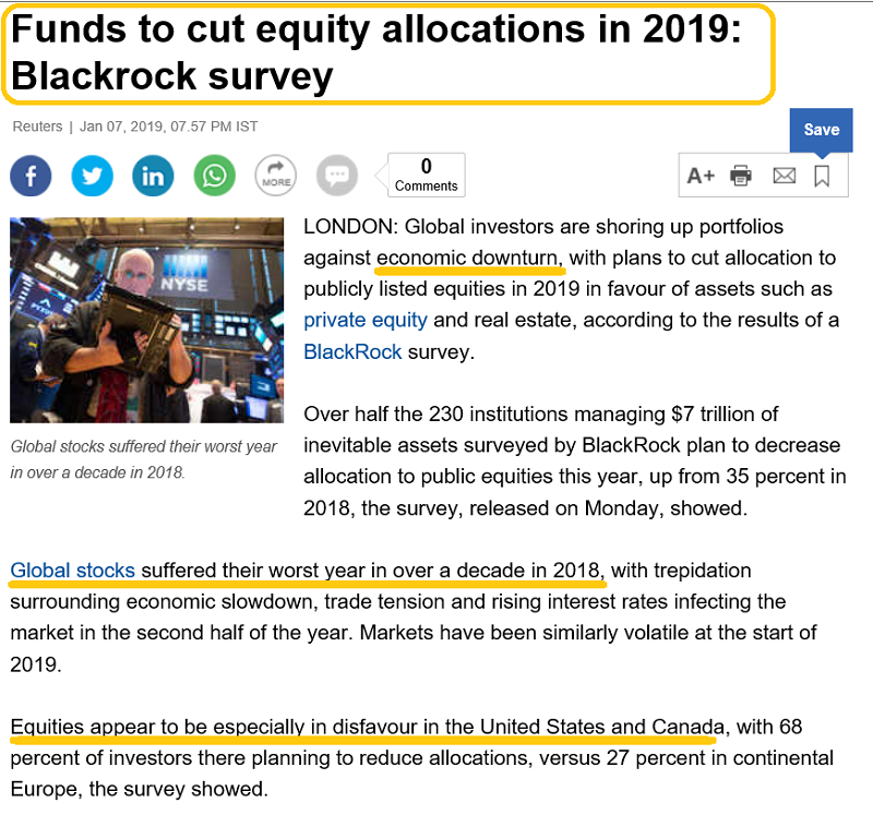 Funds To Cut Equity Allocations In 2019