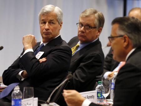 © Reuters/Larry Downing. JPMorgan Chase will likely plead guilty to antitrust charges, the bank divulged in a regulatory filing Thursday. Above, JPMorgan CEO Jamie Dimon attends a meeting of the Business Roundtable in Washington.