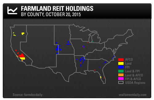 Farmland REIT Holdings by County, October 20, 2015