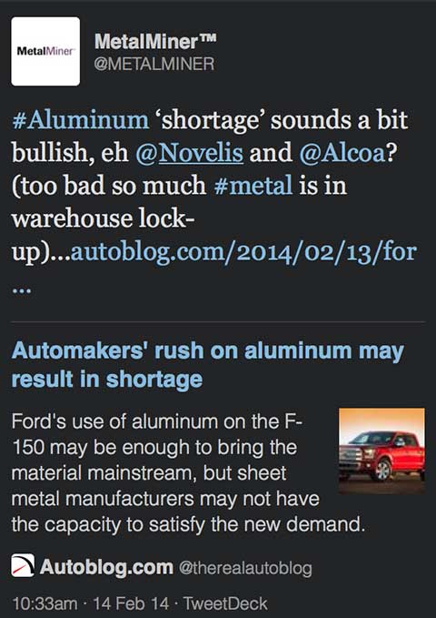 MetalMiner's Tweet