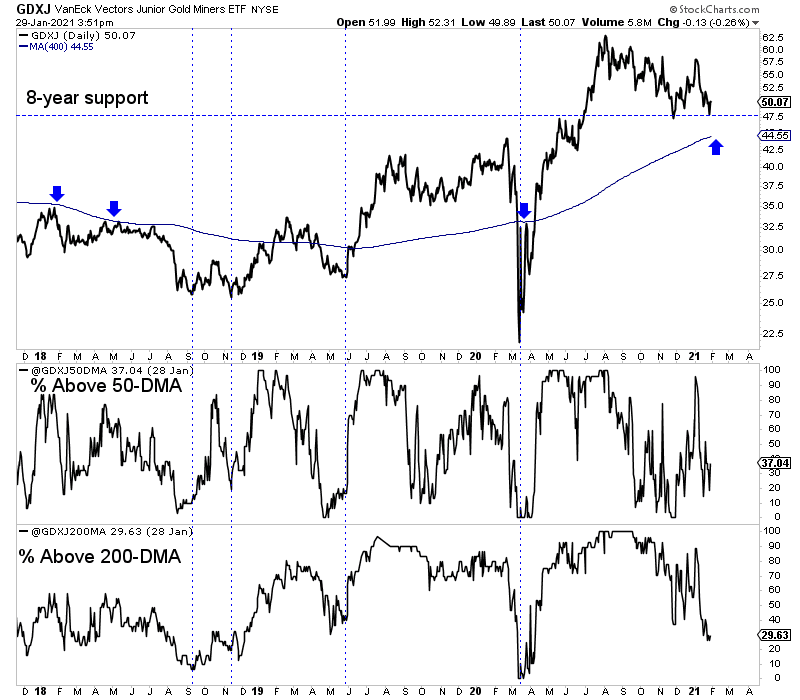 GDXJ Daily Chart with Breadth Indicators