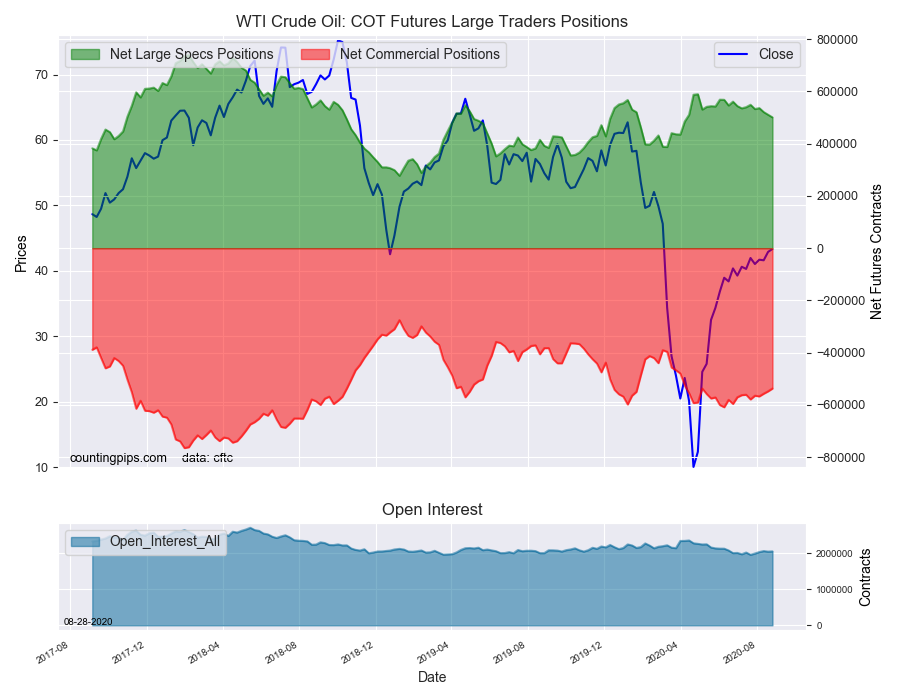 WTI Crude Oil COT Futures Large Trader Positions