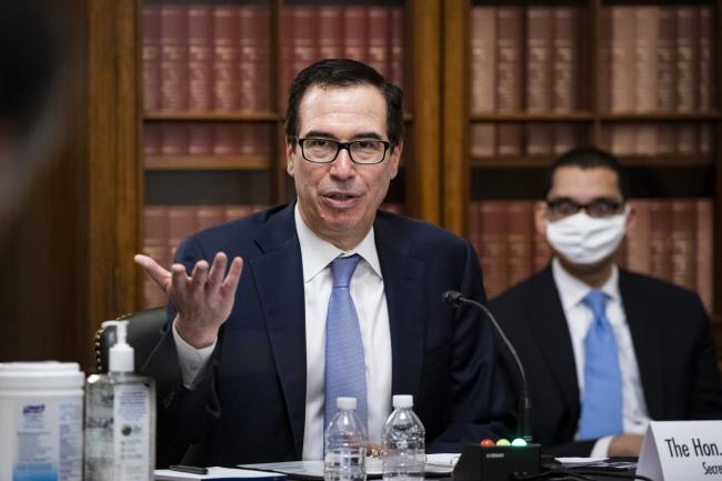 © Bloomberg. Steven Mnuchin, U.S. Treasury secretary, speaks during a Senate Small Business and Entrepreneurship Committee hearing in Washington, D.C., U.S., on Wednesday, June 10, 2020. The hearing examines the government's virus relief package that offers emergency assistance to small businesses.