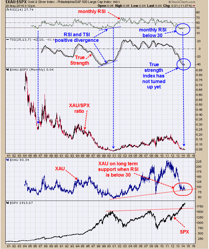 XAU/SPX Ratio Monthly Chart