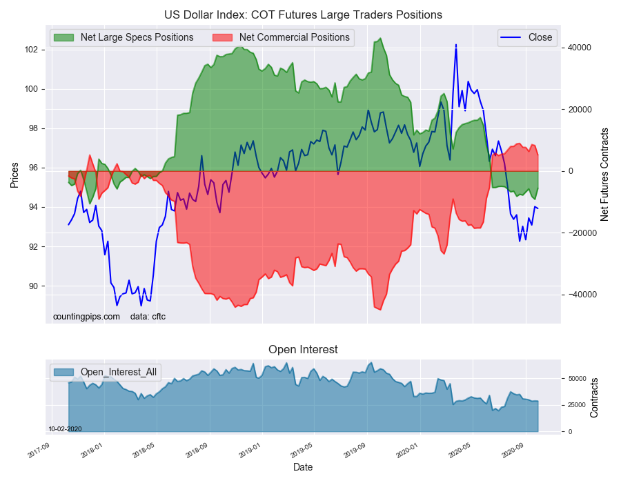 USD Index COT Futures Large Traders Positions