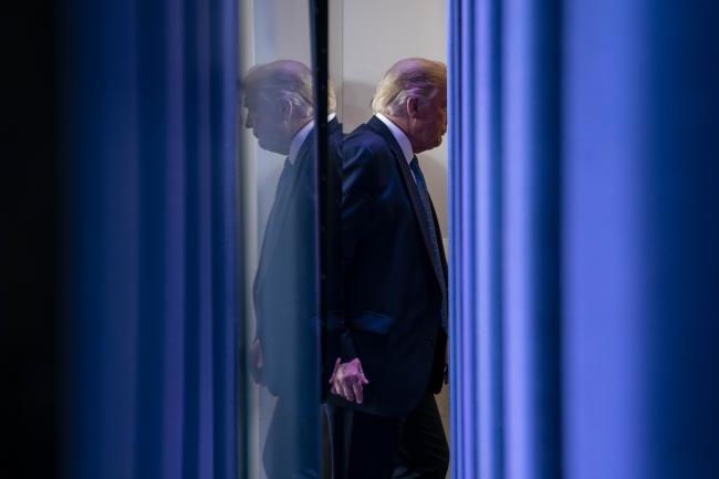 © Bloomberg. U.S. President Donald Trump departs following a news conference in the James S. Brady Press Briefing Room at the White House in Washington, D.C., U.S. on Wednesday, July 22, 2020.  Photographer: SARAH SILBIGER/Bloomberg