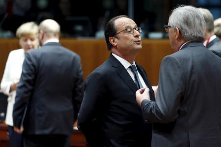 © Reuters/Francois Lenoir. A Greek 'time-out' may be coming. France's President Francois Hollande talks to European Commission President Jean-Claude Juncker (right) next to Germany's Chancellor Angela Merkel and European Parliament President Martin Schulz (left) during a eurozone leaders summit in Brussels, Belgium, July 12, 2015.