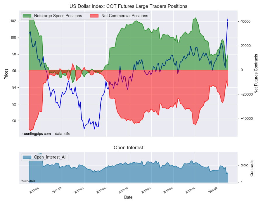 USD Index COT Futures Large Traders Positions