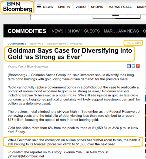 Bloomberg On Gold