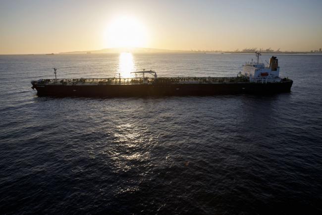 © Bloomberg. An oil tanker is seen anchored in the Pacific Ocean in this aerial photograph taken above Long Beach, California, U.S., on Friday, May 1, 2020.  Photographer: Patrick T. Fallon/Bloomberg